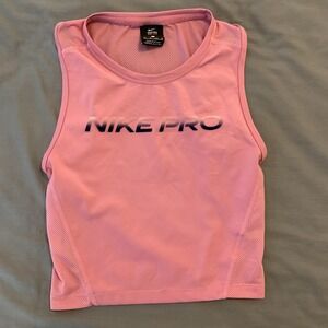 Nike Pro Shirt Womens XS Pink Dri-Fit Crop Top Sleeveless Athletic Training
